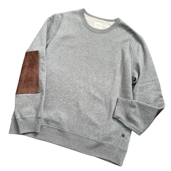Billy Reid Dover Sweatshirt Grey with Brown Leather Patch Elbows XL - Picture 5 of 9